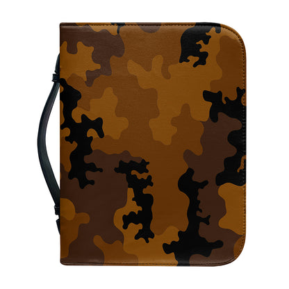 Dark Brown Camouflage Print Leather Bible Cover