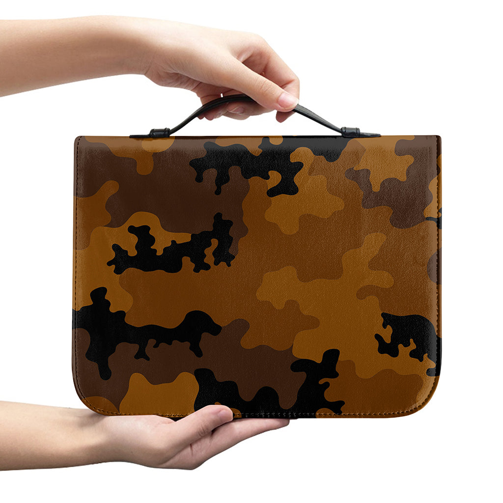 Dark Brown Camouflage Print Leather Bible Cover