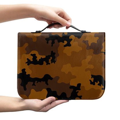 Dark Brown Camouflage Print Leather Bible Cover