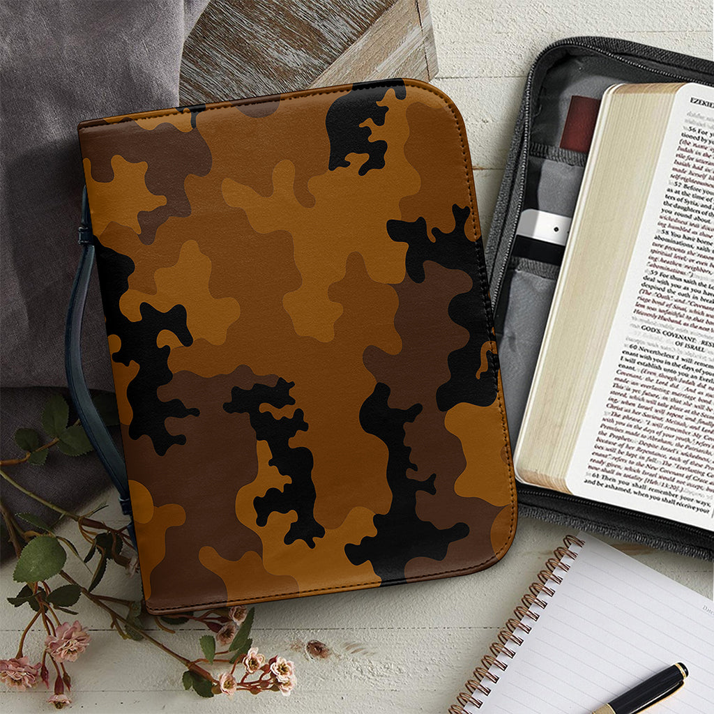Dark Brown Camouflage Print Leather Bible Cover