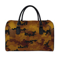 Dark Brown Camouflage Print Leather Duffel Bag
