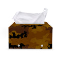 Dark Brown Camouflage Print Leather Tissue Box Cover
