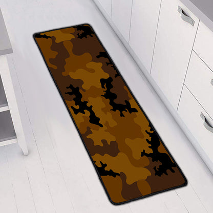 Dark Brown Camouflage Print Long Kitchen Mat