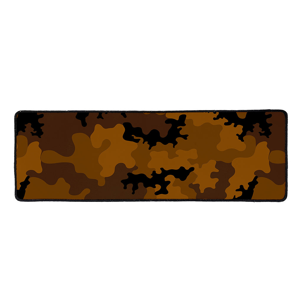 Dark Brown Camouflage Print Long Kitchen Mat