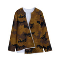 Dark Brown Camouflage Print Long Sleeve Short Coat