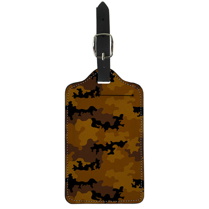 Dark Brown Camouflage Print Luggage Tag