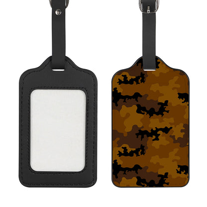 Dark Brown Camouflage Print Luggage Tag