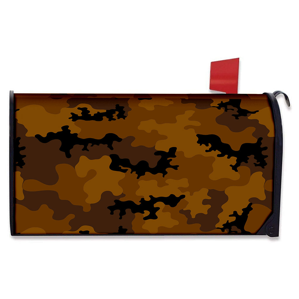 Dark Brown Camouflage Print Mailbox Cover