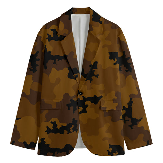 Dark Brown Camouflage Print Men's Blazer