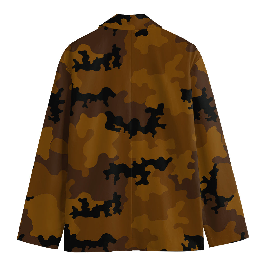 Dark Brown Camouflage Print Men's Blazer
