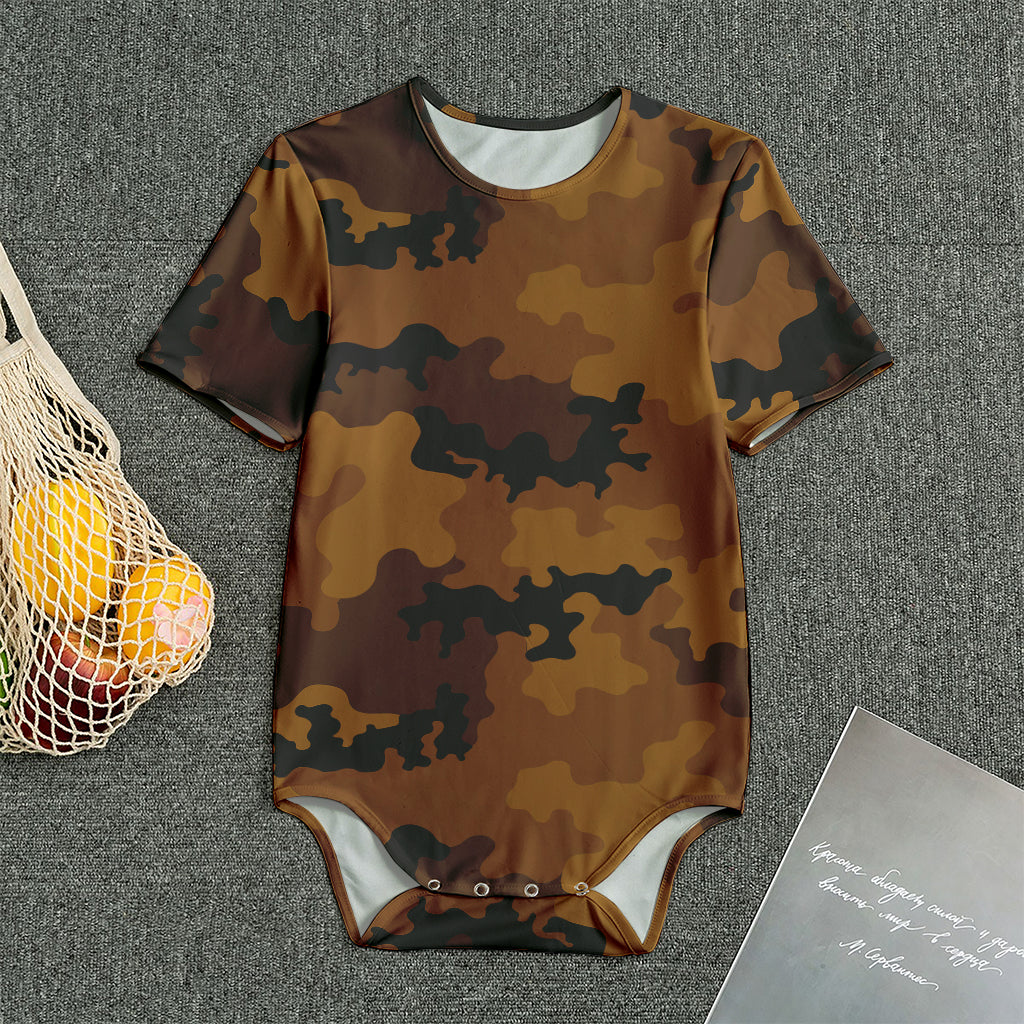 Dark Brown Camouflage Print Men's Bodysuit