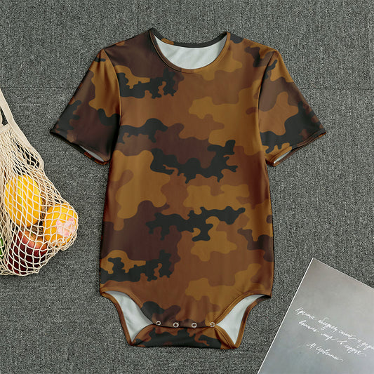 Dark Brown Camouflage Print Men's Bodysuit