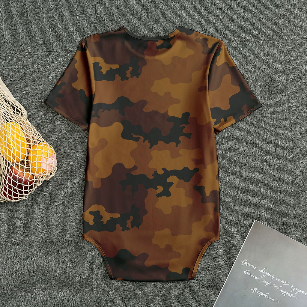 Dark Brown Camouflage Print Men's Bodysuit