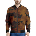 Dark Brown Camouflage Print Men's Bomber Jacket