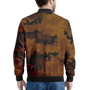 Dark Brown Camouflage Print Men's Bomber Jacket