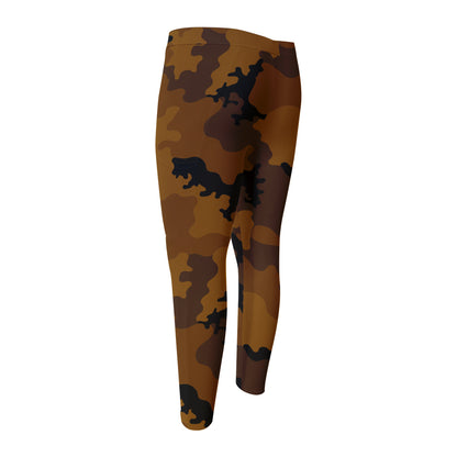 Dark Brown Camouflage Print Men's Compression Pants