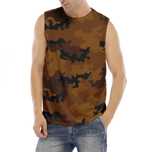 Dark Brown Camouflage Print Men's Fitness Tank Top