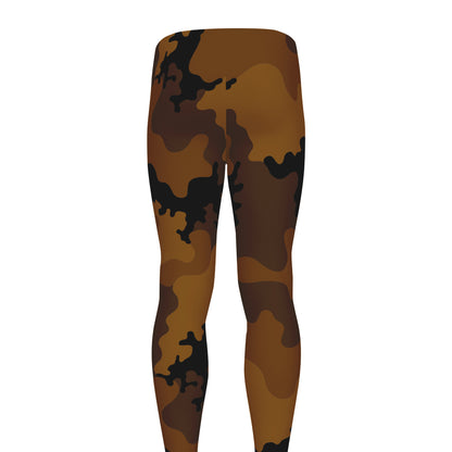 Dark Brown Camouflage Print Men's leggings