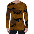 Dark Brown Camouflage Print Men's Long Sleeve T-Shirt