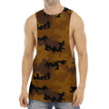 Dark Brown Camouflage Print Men's Muscle Tank Top