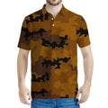 Dark Brown Camouflage Print Men's Polo Shirt