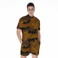 Dark Brown Camouflage Print Men's Romper