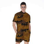 Dark Brown Camouflage Print Men's Rompers