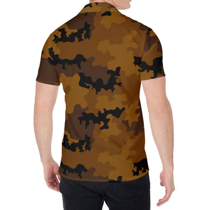 Dark Brown Camouflage Print Men's Shirt