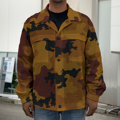 Dark Brown Camouflage Print Men's Shirt Jacket