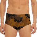 Dark Brown Camouflage Print Men's Triangle Swim Briefs
