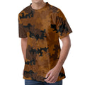 Dark Brown Camouflage Print Men's Velvet T-Shirt