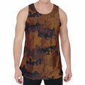 Dark Brown Camouflage Print Men's Velvet Tank Top