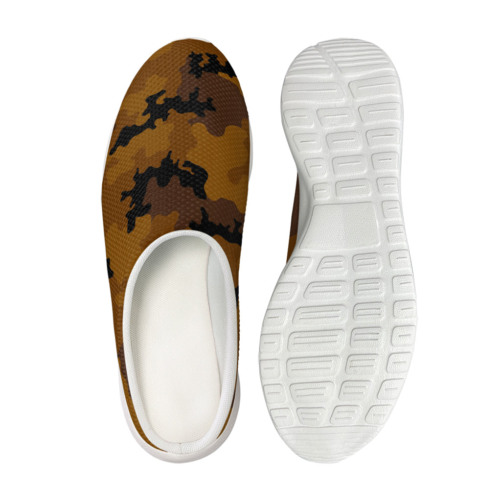 Dark Brown Camouflage Print Mesh Casual Shoes