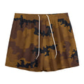 Dark Brown Camouflage Print Mesh Shorts