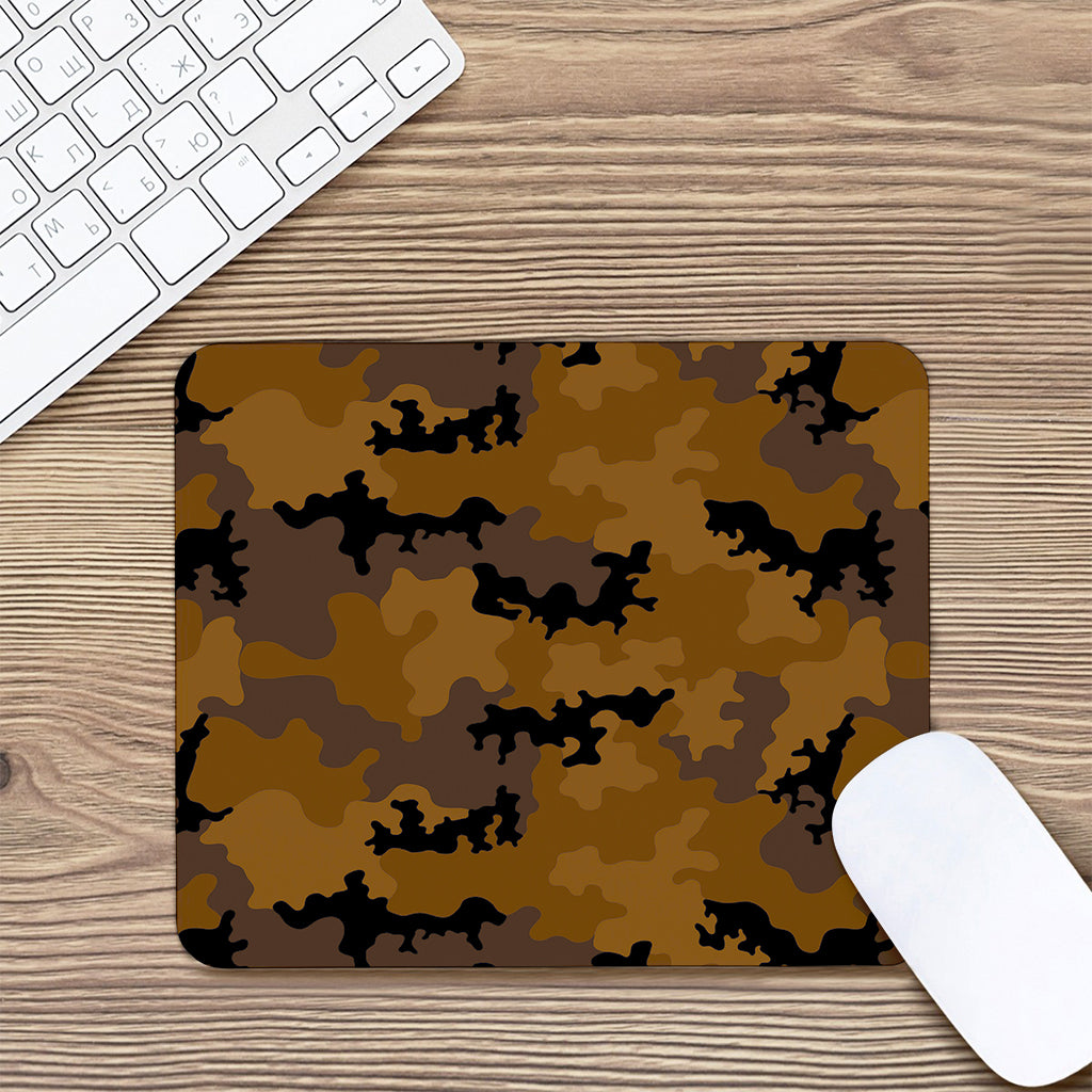 Dark Brown Camouflage Print Mouse Pad