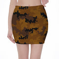 Dark Brown Camouflage Print Pencil Mini Skirt