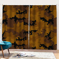 Dark Brown Camouflage Print Pencil Pleat Curtains