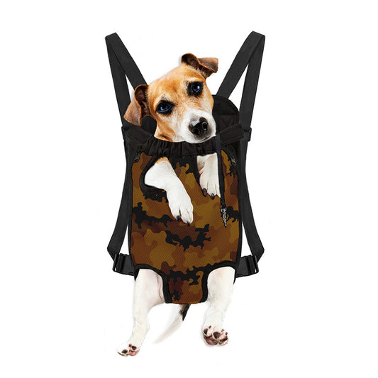 Dark Brown Camouflage Print Pet Carrier Backpack