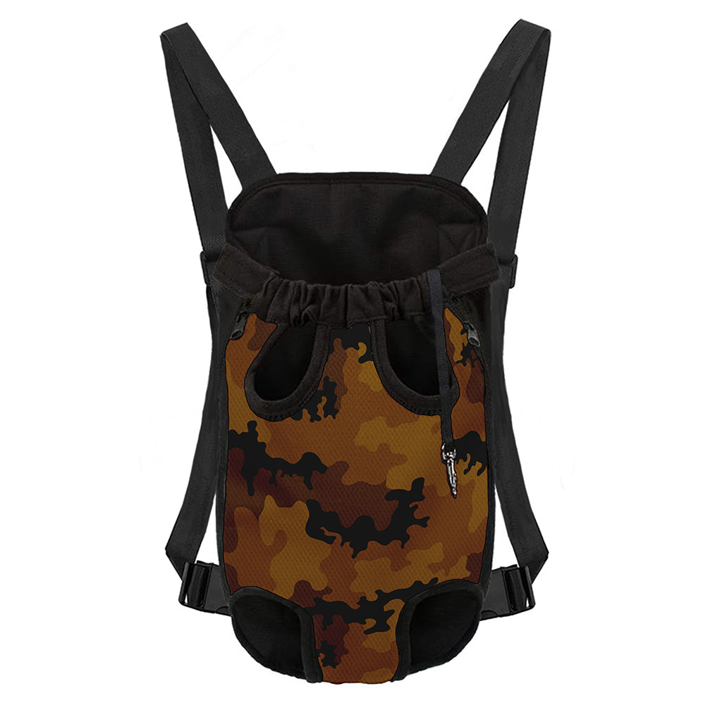 Dark Brown Camouflage Print Pet Carrier Backpack