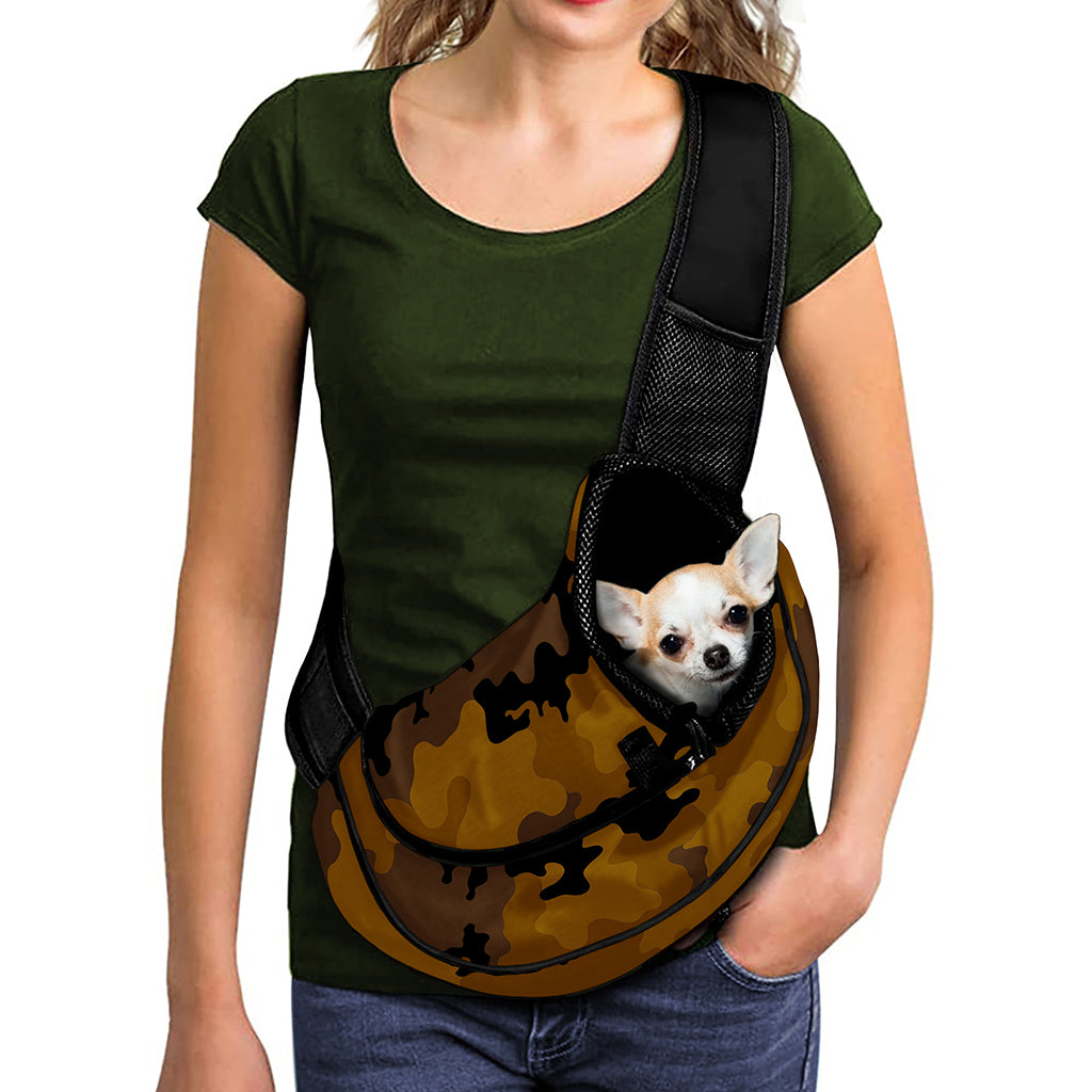 Dark Brown Camouflage Print Pet Sling Carrier