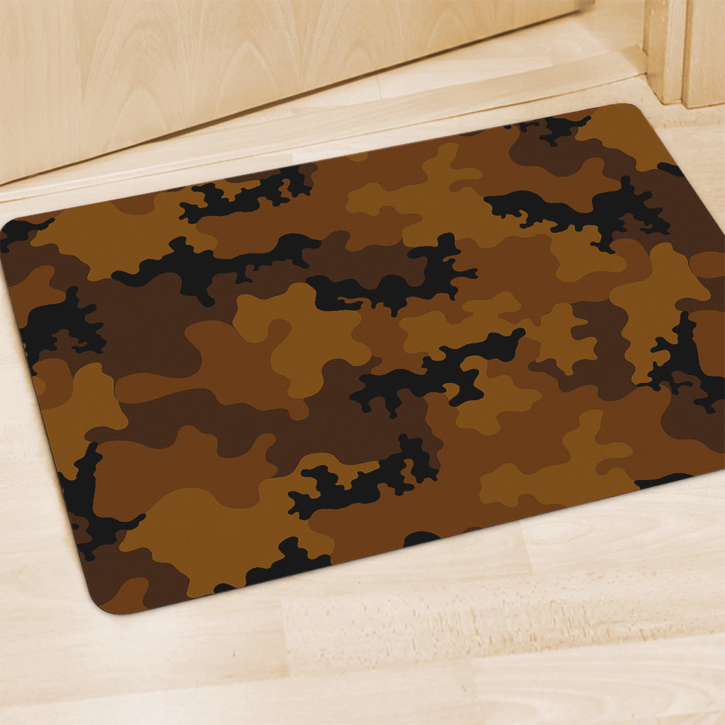 Dark Brown Camouflage Print Polyester Doormat