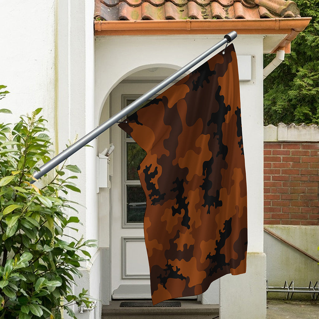 Dark Brown Camouflage Print Polyester Flag