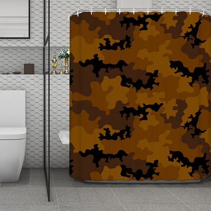 Dark Brown Camouflage Print Polyester Shower Curtain