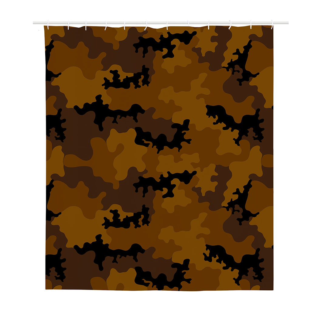 Dark Brown Camouflage Print Polyester Shower Curtain