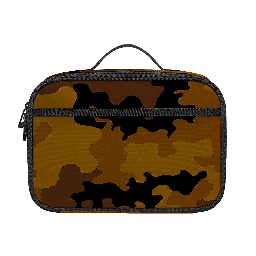 Dark Brown Camouflage Print Portable Lunch Bag