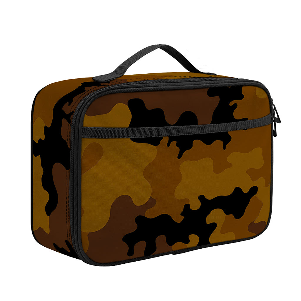 Dark Brown Camouflage Print Portable Lunch Bag