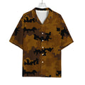 Dark Brown Camouflage Print Rayon Hawaiian Shirt