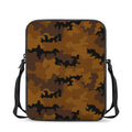 Dark Brown Camouflage Print Rectangular Crossbody Bag