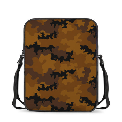 Dark Brown Camouflage Print Rectangular Crossbody Bag