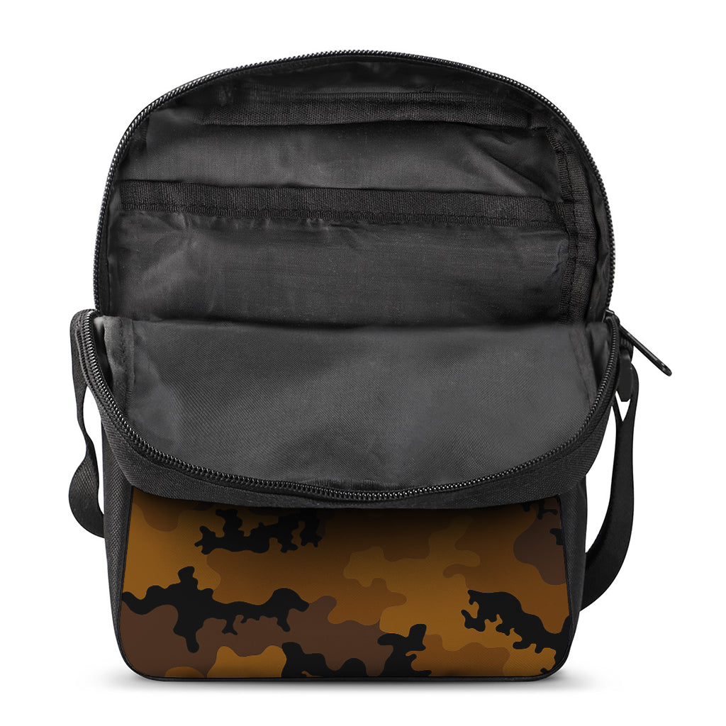 Dark Brown Camouflage Print Rectangular Crossbody Bag